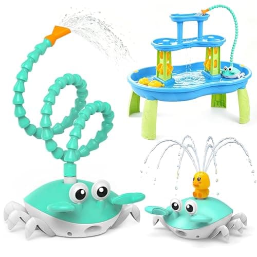 Water Table Pump, 5400mAh Rechargeable Crab Water Pump for Water Table with 3 Modes Sprinkler, 8 Hours Non-Stop Fun Summer Outdoor Water Toys Outside Water Play Table Accessories for Kids Toddlers