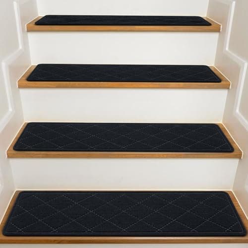 Stair Treads for Wooden Steps ... TPR Backing Stair Rugs, Black