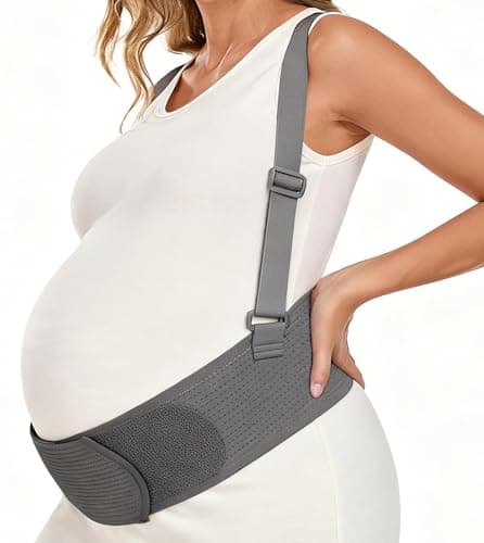 BBMOM Pregnancy Belly Band Maternity Belt Pregnant Women Maternity Belly Band with Adjustable Straps Belly Support Bands (Gray, Medium)