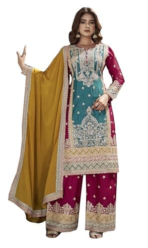 STELLACOUTURE indian salwar kameez ready to wear Eid Festival Shalwar suit pakistani style party for women 2741-O (Sky Blue, 42)