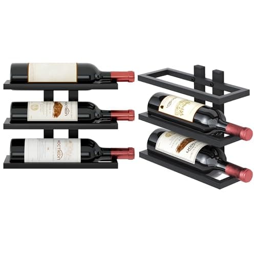 Hoctieon 3 Tier Wall Mount Wine Rack, Wall Racks for Wine Bottles Display and Storage, Hanging Bottle Organizer for Living Room, Dining Room, Wine Cellar, Bar, Black