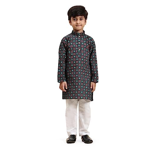 Pro-Ethic Style Developer Boys cotton Kurta set for kids | Indian Ethnic wear | Traditional Dress | 7-8 Years | Green (S-219)