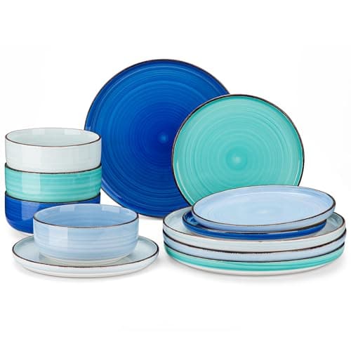 Prime Members: 12-Piece vancasso Bonita Blue Stoneware Dinnerware Set (Service for 4) $27.99 + Free Shipping