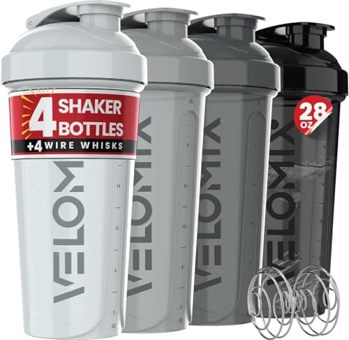 4-Ct 28oz Velomix Protein Mixing Shaker Bottles w/ Wire Whisk Ball (Silver Mix) $9.99 + Free S&H w/ Prime or $35+ at Velomix via Amazon