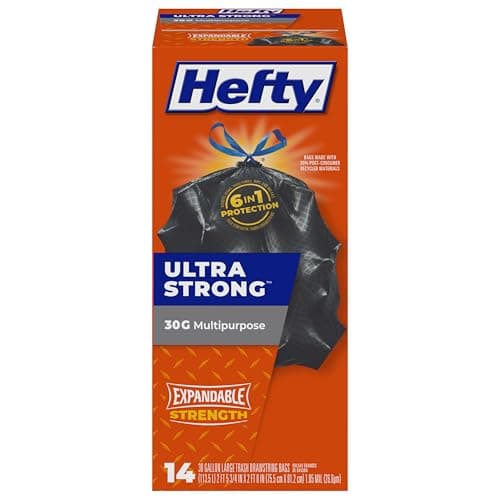 14-Count 30-Gallon Hefty Strong Large Trash Bags (Black) $4.46 w/ S&S + Free Shipping w/ Prime or on $35+