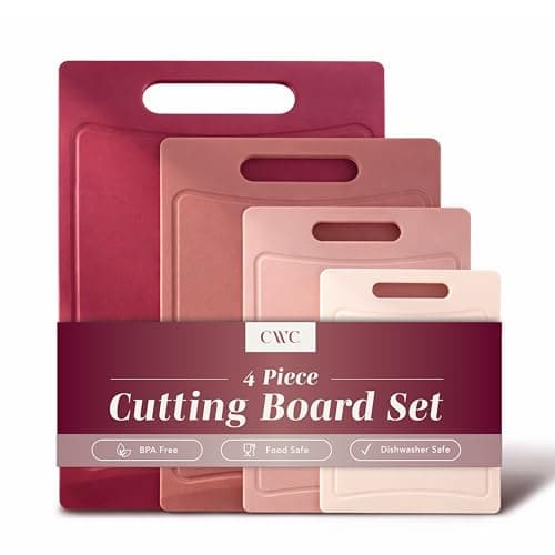 COOK WITH COLOR Non-Slip Cutti...Fruits, 4 Cutting Boards, Rose