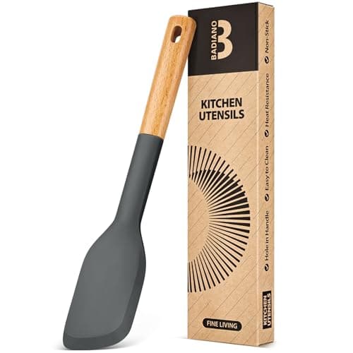 Silicone Everyday Spatula, Great For Stirring, Mixing And Scraping, Sturdy Bpa-Free Matte Silicone, Wooden Handle Rubber Scraper For Nonstick Cookwares (GREY)