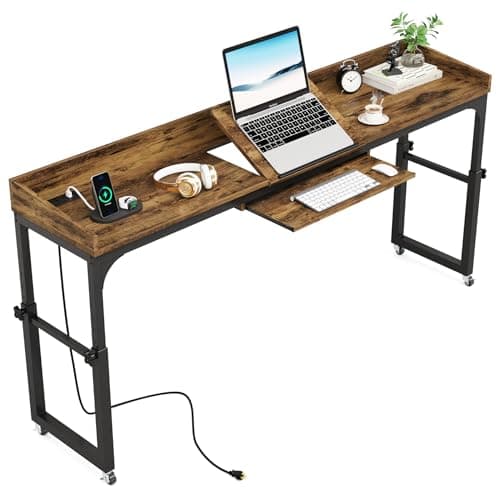 LITTLE TREE Adjustable Overbed... Stand and Outlets & USB Ports
