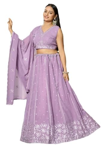 Shriva Fashion Women's ready-to-wear lehenga choli set for traditional wedding Navratri with embroidery (0331) (Pink, 46)