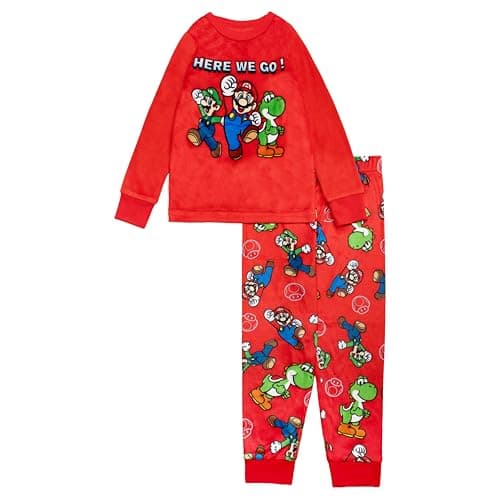 Nintendo Pj for Boys, Fleece Super Mario Brothers Pajamas for Kids and Toddlers, Super Mario Shirt & Pant Set, 6