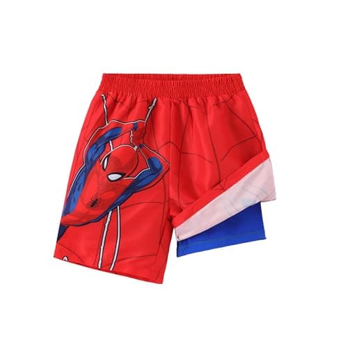 Disney Marvel Spiderman Little Boys Rash Guard Swim Trunks Compression Summer Swim Shorts Kids Swimsuit Red Swimwear UPF 50+Swimming Trunk Surf Bathing Suit Pool Party Playwear Board Shorts 4-5 Years