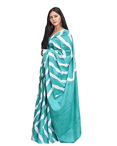 Shivanya Handicrafts Indian Jaipuri Bagru Ajrak Hand Block Printed Designer Ethnic Woven Party Wear Bollywood Style Cotton Mulmul Saree for Women With Blouse Piece_SH-0693