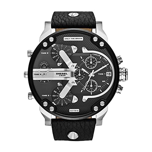 $175.55 | Diesel Mr. Daddy 2.0 Men's Watch, Stainless Steel and Leather Chronograph Sports Watch for Men, Color: Black/Silver at Amazon