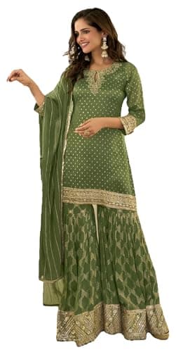 Shriva Fashion Indian Pakistani Women's Ready to wear ethnic Salwar Kameez Suit for Eid Party Wedding Festivals (3011) (Green, 36)