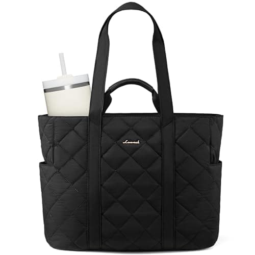 LOVEVOOK Tote Bag for Women,Large Puffer Tote Bag with Zipper,Quilted Puffy Work Bag Purse Handbag Fits 40 oz Stanley Cup