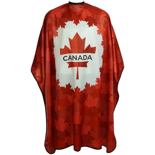 Pelocapa Professional Barber Cape for Men with Copper Snaps Haircut Salon Capes for Hairstylists Water-Resistant Hairdresser Gown, 63"×56" (Canadian Flag)