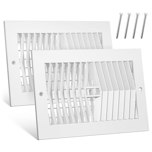 10 x 6 Inch (Duct Opening) Air Vent Cover for Wall or Ceiling, Two-Way Ventilation Register, Steel HVAC Register Cover Return Air Filter Grille for Bathroom, Home, Office - 2 Pack(Screws Included)