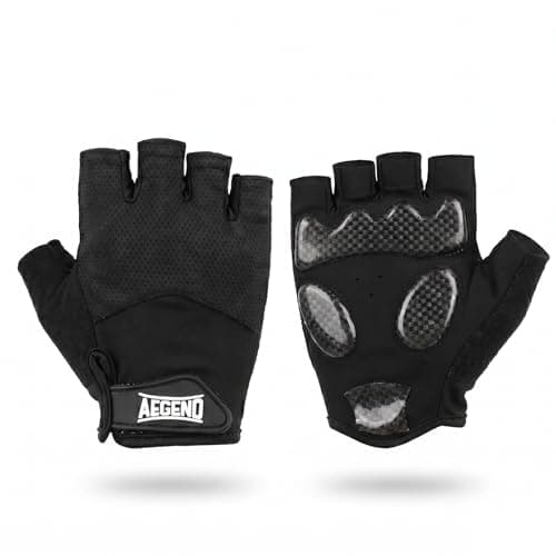 Aegend Half-Finger Cycling Gloves w/ Anti-Slip Padded Palm (Black): Large $6.95 & More