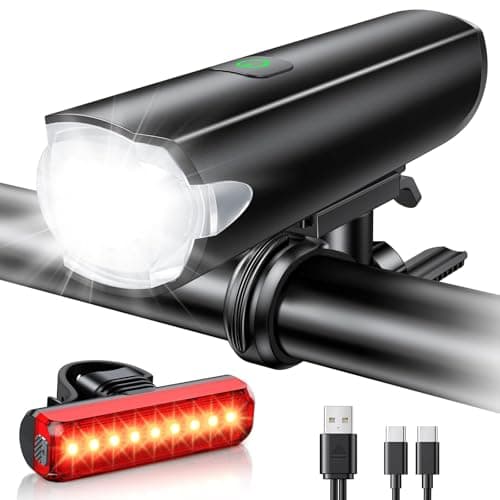 SUYIWEE 2026 New 1200LM Wide Angle Bike Lights for Night Riding, 3+5 Modes & IP65 Waterproof Bike Accessory Light Kits, Long-Lasting USB Rechargeable Bicycle Lights Front and Rear for Bike & Moto