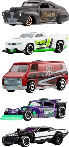 Hot Wheels Toy Cars, Batman 5-Pack Set of 5 1:64 Scale Die-Cast Silver Series Super-Villain Vehicles with Enhanced Deco Execution & Authentic Details (Amazon Exclusive)