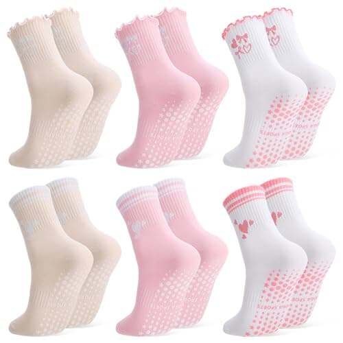 soxitoevy 6 Pairs Cute Pilates Socks Women Non-Slip Socks