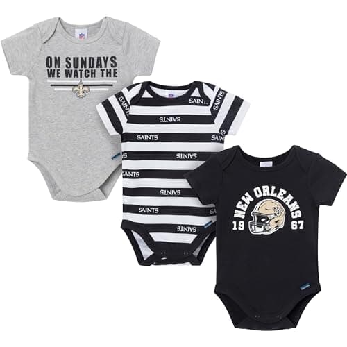 Gerber Baby Boys' NFL 3-Pack Onesie Bodysuit, Saints, 0-3 Months