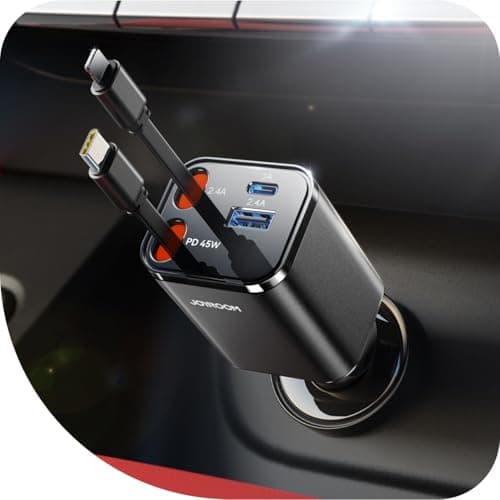 Prime: Joyroom 4-in-1 up to 84W Retractable USB-C + Lightning Car Charger (2 colors) $10.20 + Free Shipping