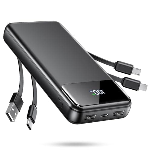 Portable Charger, 40000mAh Power Bank with Built in Cables, 22.5W Fast Charging Battery Pack, Portable Phone Charger for Travel Camping Essential,PowerBank Compatible with iPhone 17/16/15/14-Gray