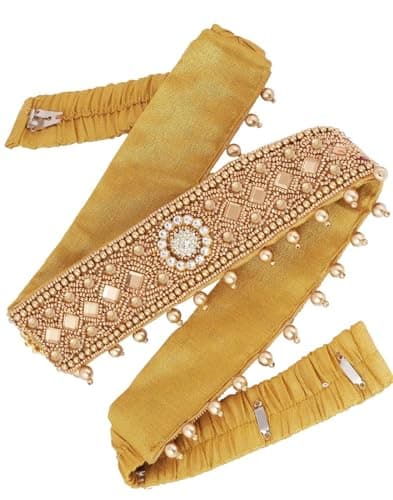 KIH Women and Girls cloth embroidery saree Kamarpatta Kamarband Belly Waist Hip Belt stretchable Belly Chain vaddanam for wedding