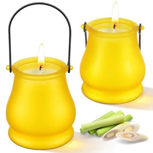 Citronella Candles Outdoor, 2 Pack 20oz Soy Wax Large Citronella Candles, 120 Hours Long Lasting Lemongrass Jar Candles Lantern for Patio Garden Camping Balcony Backyard Home, Summer Gift