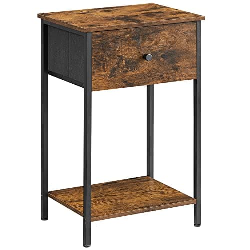 VASAGLE Nightstand, Side Table...tic Brown and Black ULGS021B01