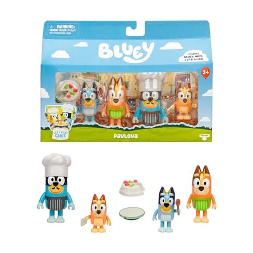 Bluey 4-Pack Toy Figure Playse...le Figurines for Kids Ages 3-5
