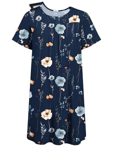 Deyeek Breakaway Hospital Gowns for Women Snap Post Surgery Dress Short Sleeve Open Back Gown Soft Tear Away Adaptive Clothing L