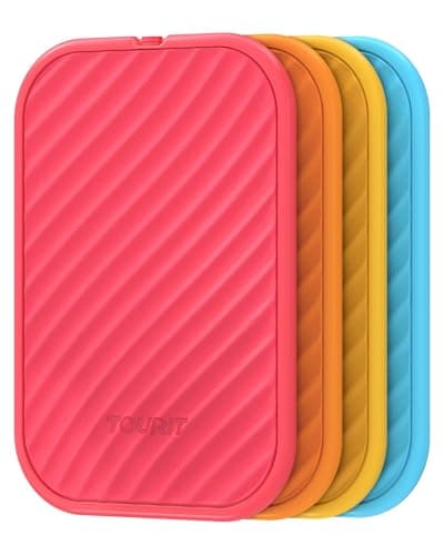 TOURIT 4 Pack Reusable Slim Ice Packs for Lunch Boxes and Coolers, Rainbow