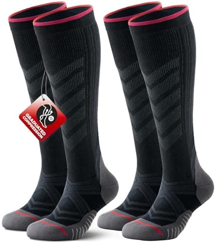 RUIXUE Compression Socks for Women Men 2 Pairs, 15-20mmHg Graduated Circulation Support for Flying, Nurses, Athletic, Travel