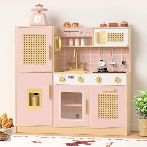 Babytronic Wooden Kitchen Play...t with Realistic Design (Pink)