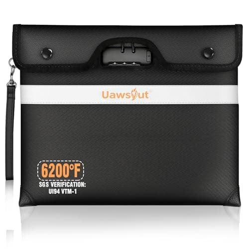 6200℉ Fireproof Document Bag with Lock, Portable Money Bag with Zipper Closure $9.99