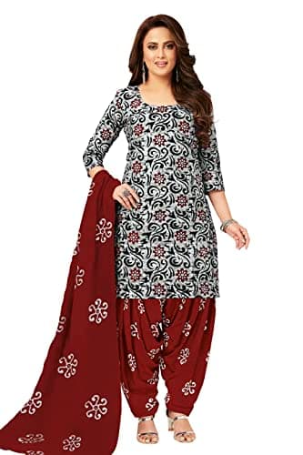 Miraan Women's Cotton Printed Readymade Salwar Suit XX-Large Grey