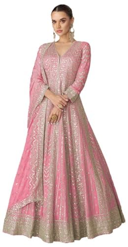 STELLACOUTURE Ready to wear salwar kameez for women, Indian Pakistani traditional ethnic suit, Eid, Wedding, Party 3058-O (Pink, 40)