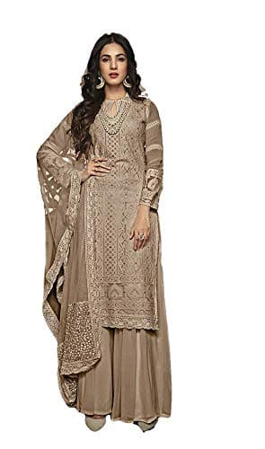 Henith Collection Ready to Wear Pakistani Party Wear Cotton Thread Embroidered Work Straight Salwar Kameez Salwar Suit for Women (Beige, S)
