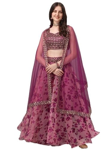 STELLACOUTURE indian ready to wear lehenga choli for women flared party night with stitched blouse 8210-U (Purple, 38)