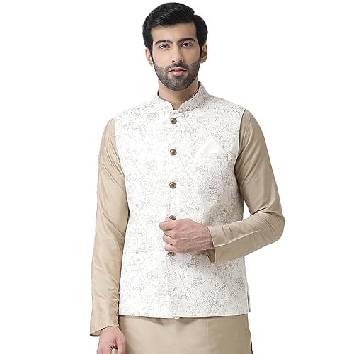 KISAH Mens Nehru Jacket - Stylish Modi Jacket - Traditional Indian Ethnic Wear for Men - Ideal for Weddings & Celebrations