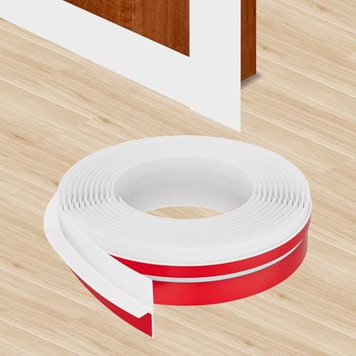 Tigsport T-Shaped Door Draft Stopper，Silicone Weather Stripping Seal for Windows and Doors Gaps, Draft Stopper for Side (White, 1.38" W x 19.7Ft)