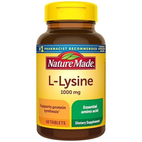 Nature Made L-Lysine 1000 mg, Dietary L-Lysine Supplements, 60 Tablets, 60 Day Supply
