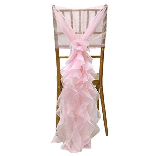 SunriseMall Milk Yarn Chair Cover, Tulle Chair Back Cap Covers for Bridal Shower, Wedding, Baby Shower Decoration Long Tulle High Chair Skirt Slipcovers (Pink, 2pcs)