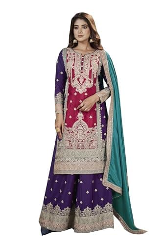 STELLACOUTURE indian salwar kameez ready to wear Eid Festival Shalwar suit pakistani style party for women 2741-O (Pink, 46)