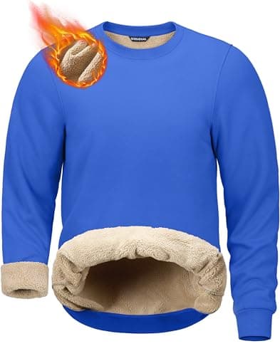 G Gradual Sherpa Lined Sweatshirts for Men Fleece Crewneck Sweatshirt Pullover Warm Shirts for Winter, Victoria Blue, Medium
