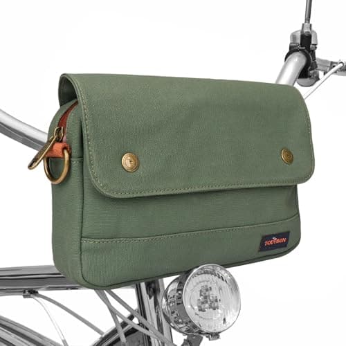 TOURBON Bike Bag Bicycle Handlebar Bag Zipper Closure Pouch Crossbar Front Frame Basket Cycling Saddebag Under Seat Strap-on Rear Rack Pannier (Green)