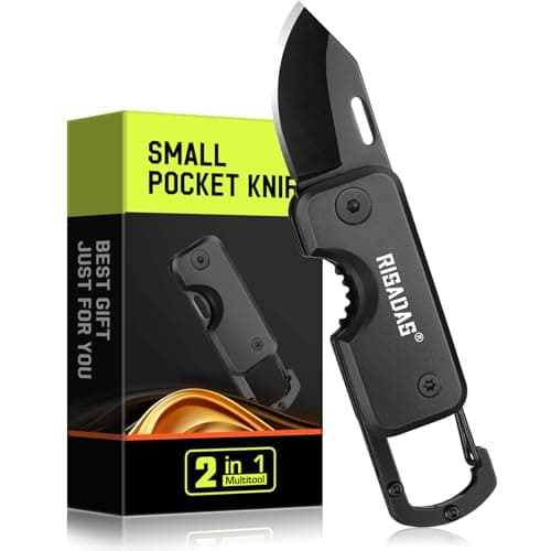 Small Pocket Knife Gift for Men, Stocking Stuffers for Men Dad - Keychain Box Cutter with 1.34inch Blade, Folding Knives EDC Gadgets for Outdoor, Bulk Christmas Birthday Gifts for Who Have Everything