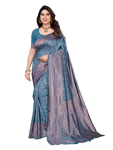 Vedant Vastram Women's Litchi Silk Banarasi Silk Saree (Reena-Rama)